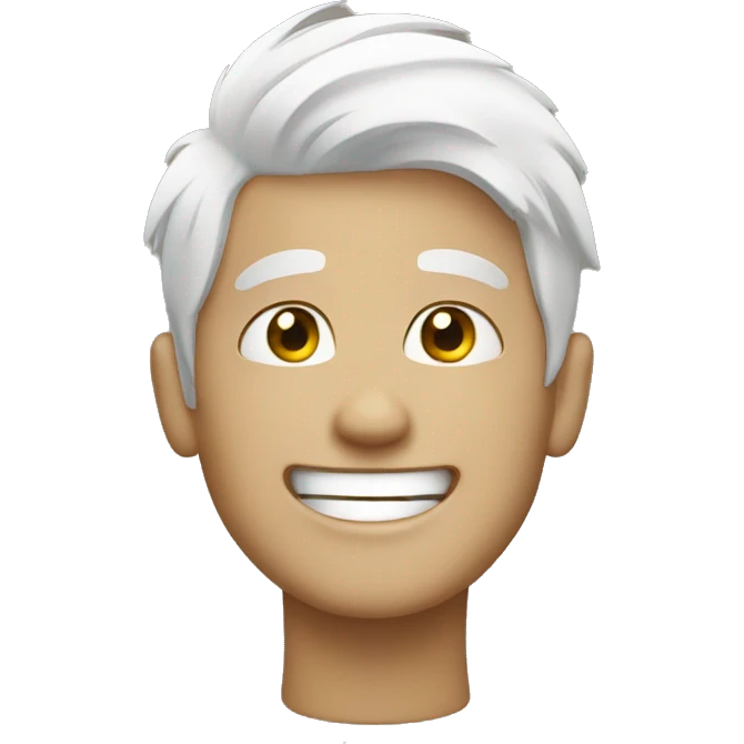 cheerful boy with white hair emoji