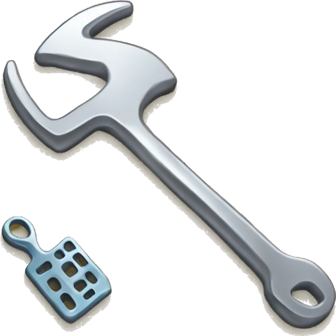 Gridded background with phone, and wrench and brush. emoji