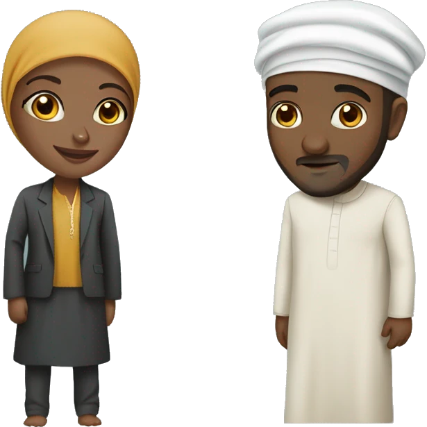African Muslimah and Desi Muslim man emoji