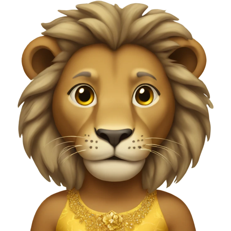 Lion wearing a dress emoji