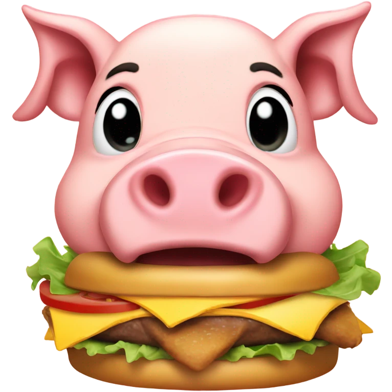 Pig eating burger  emoji
