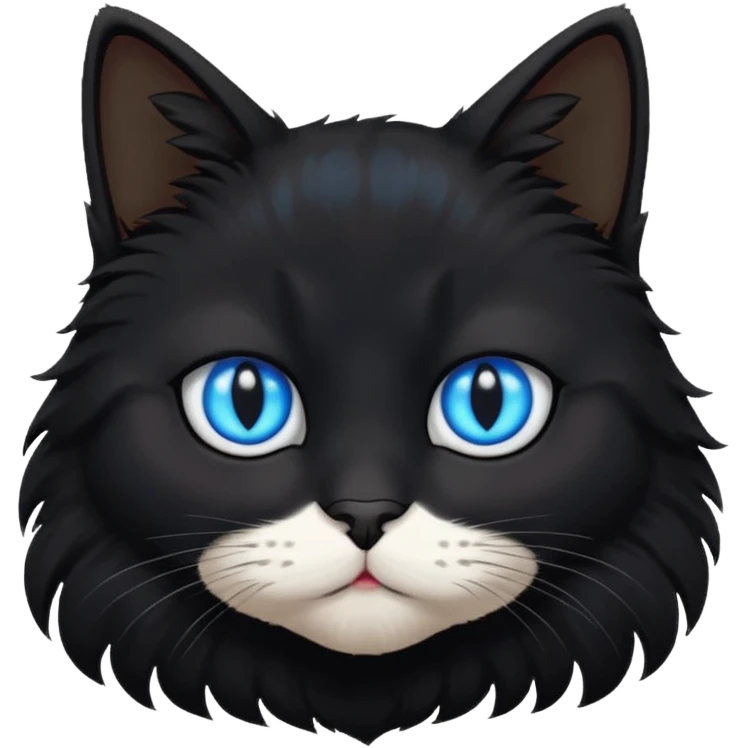 Black Baby cat face with blue eyes 🐱 emoji