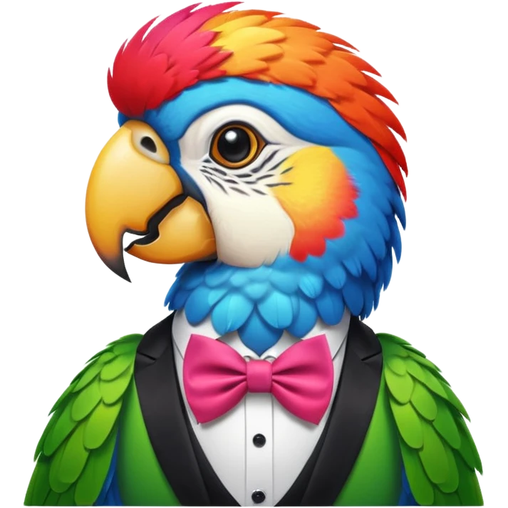 parrot wears bow tie emoji