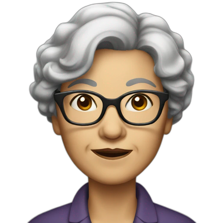 old woman with short wavy black hair and glasses emoji