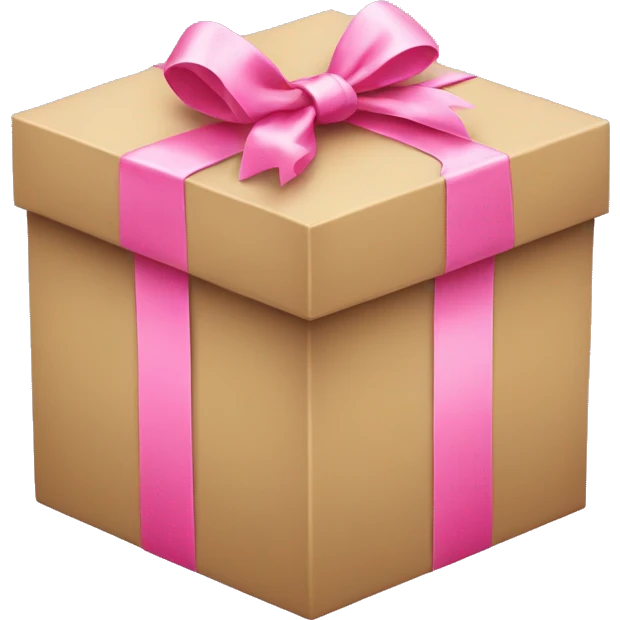 Beige gift box with pink bow emoji