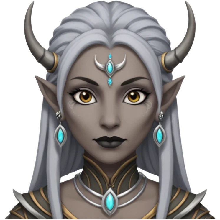 ESO female daedra, lashes and earrings, gray skin emoji