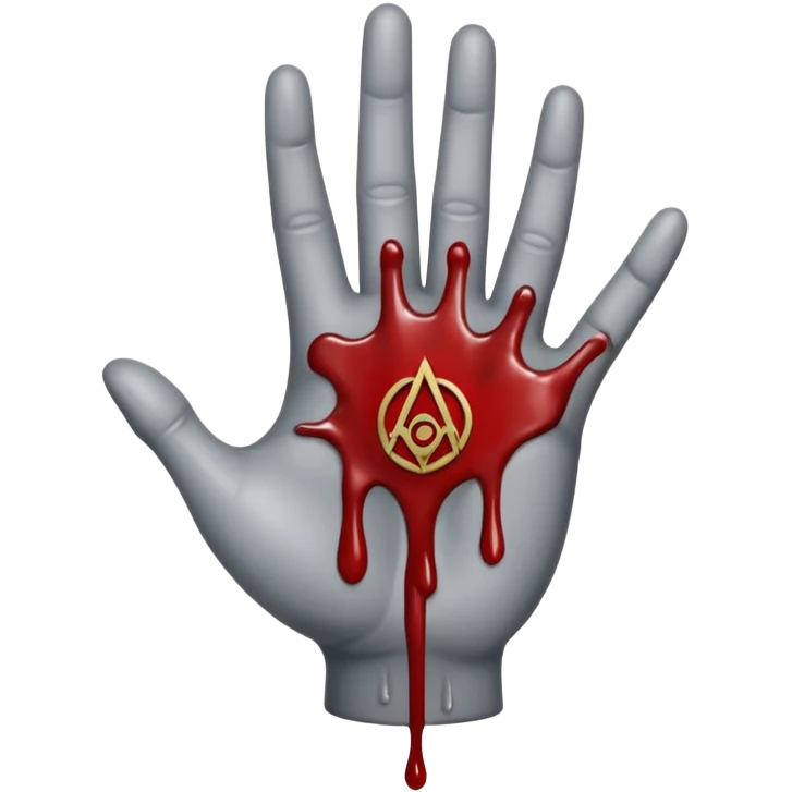 bloody grey hand with an occult symbol on the palm emoji