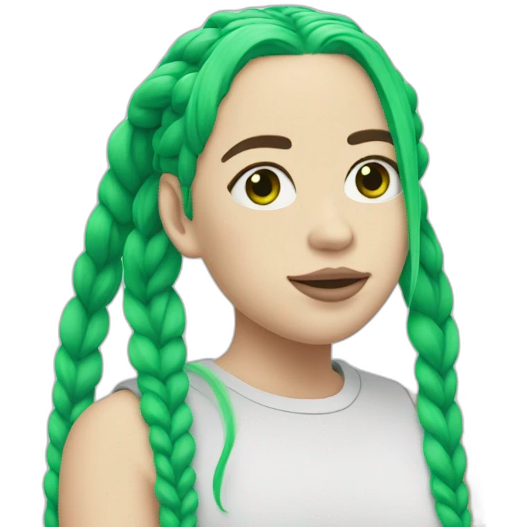 billie eilish with pigtails green roots hair  emoji