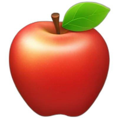 Apple red with green leaf, for an app logo emoji