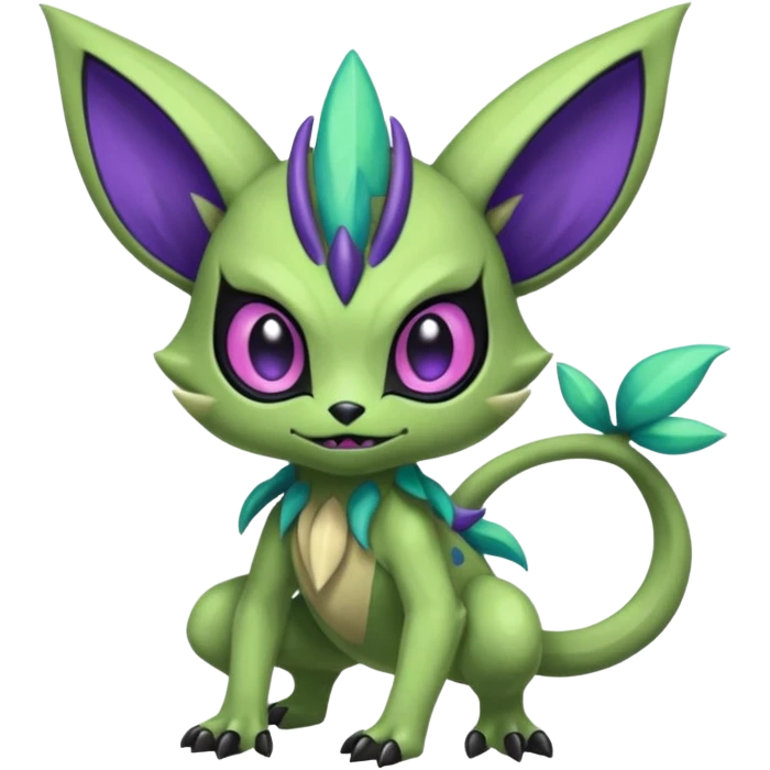 Colorful furry Exotic Meloetta-Sableye-Virizion-Venom-Stitch-Fakémon-creature-hybrid emoji