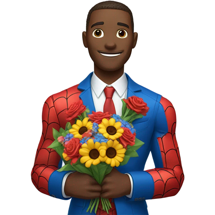spider-man holding flowers  emoji