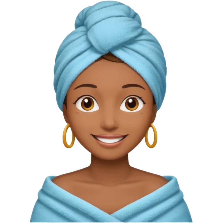 Mujer morena con en toalla en la cabeza emoji
