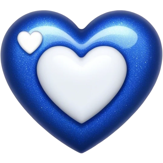 Sparkly midnight blue heart  with white heart in center emoji