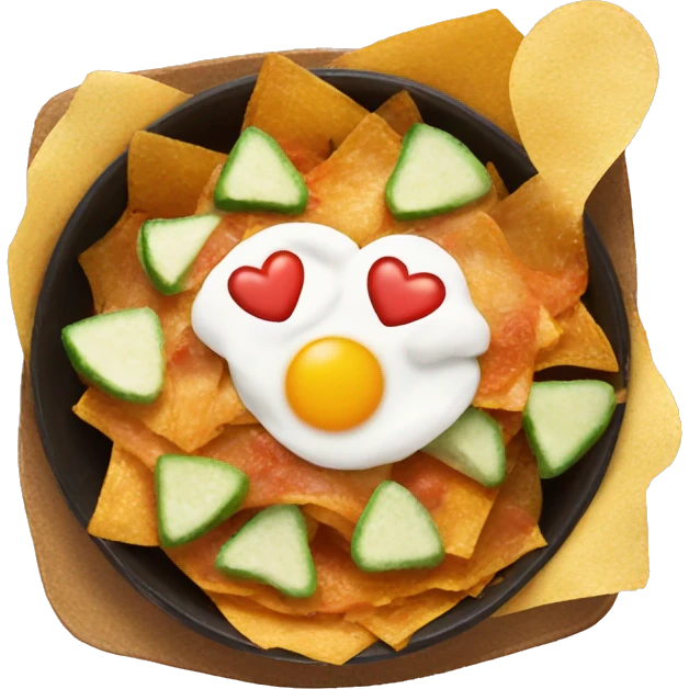 Chilaquiles with red heart eyes emoji
