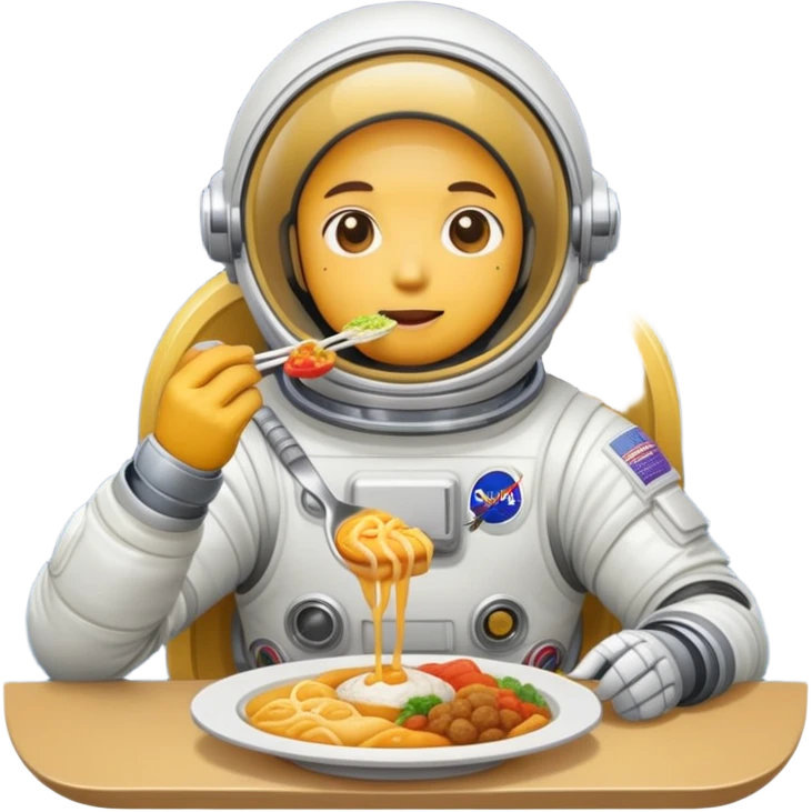 A yellow person in a spacesuit eating Korean food emoji
