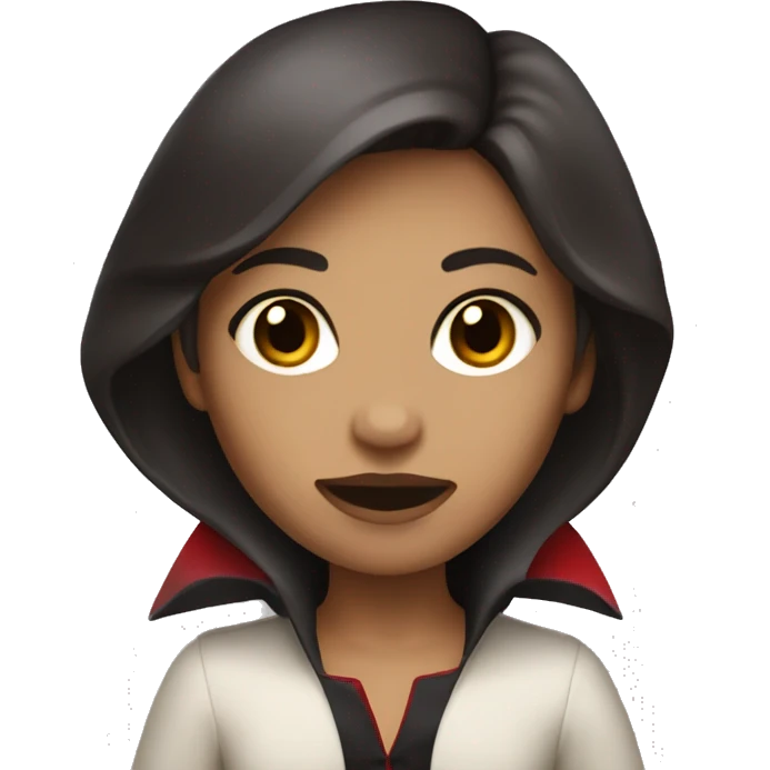 Brunette with a light tan skin tone,dressed as a vampire emoji