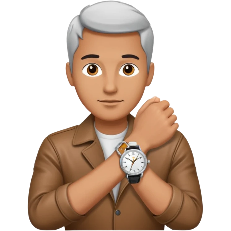 Male with wrist watch on right hand emoji