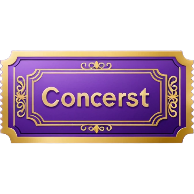 Purple beautiful Concert ticket with the word "CONCERT" inside emoji