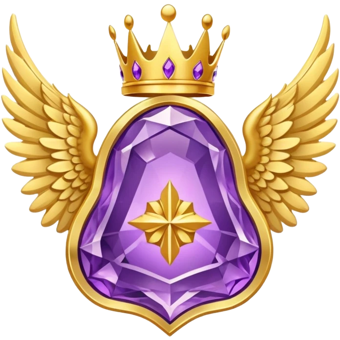 Big complex amethyst stone award-in-frame-decorated-with-big-golden-angel--wings and crown emoji