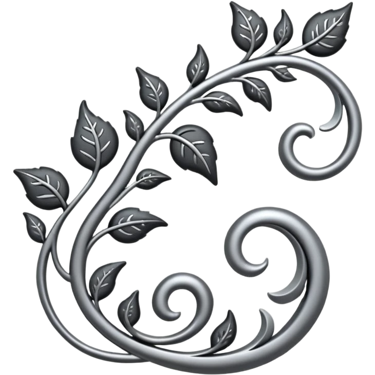 Black and silver filigree vine design, 3D, extremely detailed design emoji