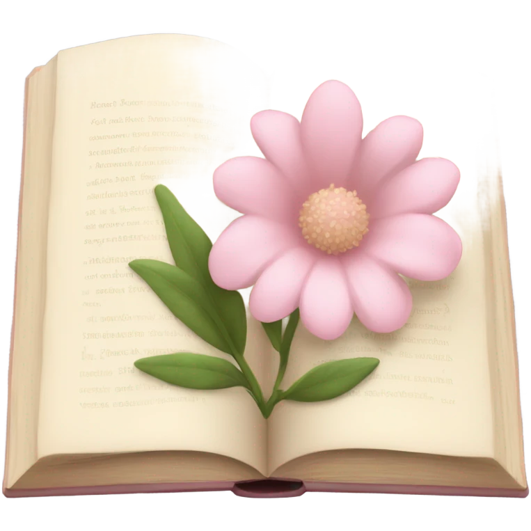 Beige Open book with light pink flower inside emoji