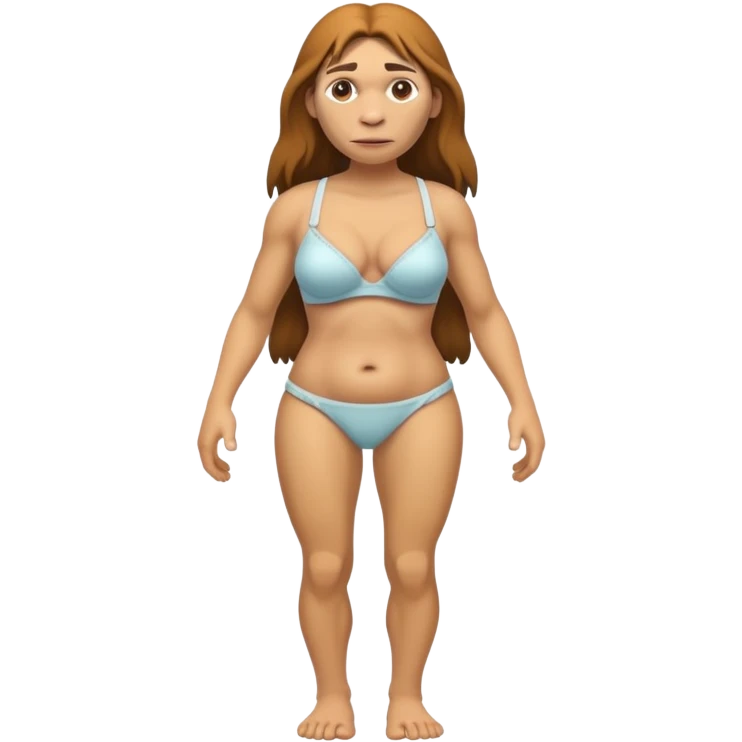fullbody neanderthal woman wearing cloth bra emoji