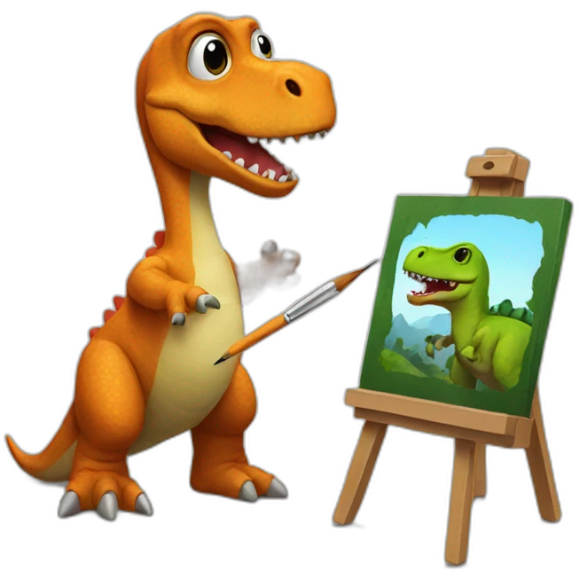 dinosaur who paints emoji