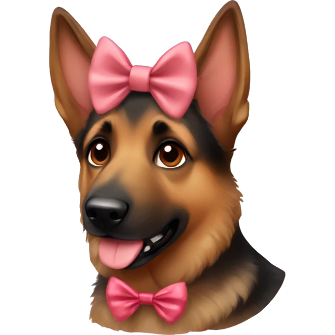 Girl brown German shepherd dog with bow on head emoji