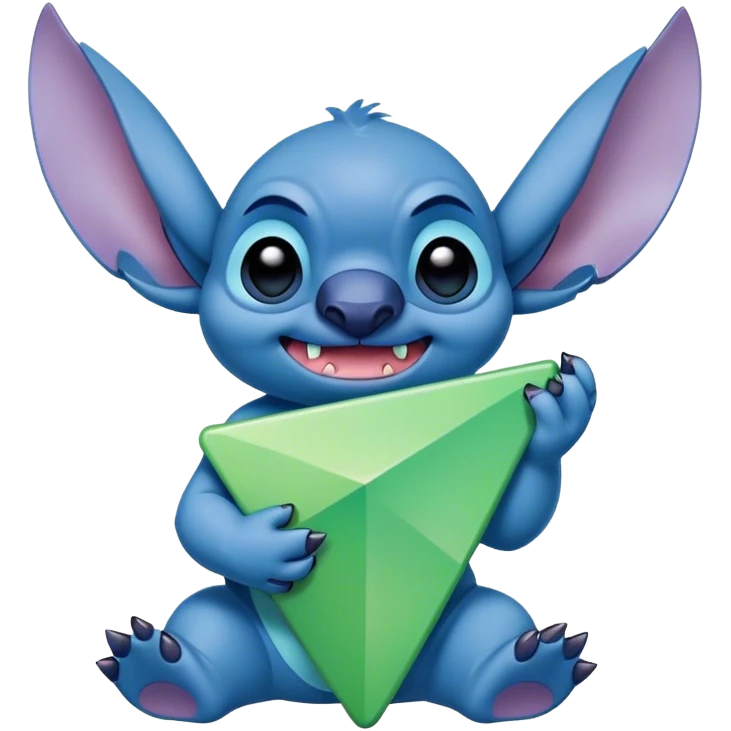 Disney’s Stitch holding a green triangle.  emoji