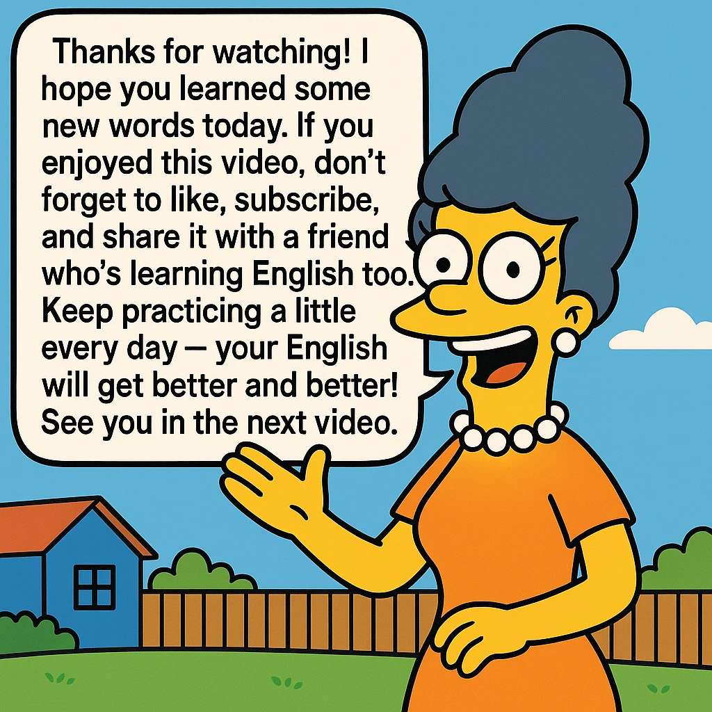 Thanks for watching! I hope you learned some new words today. If you enjoyed this video, don’t forget to like, subscribe, and share it with a friend who’s learning English too. Keep practicing a little every day — your English will get better and better! See you in the next video! emoji