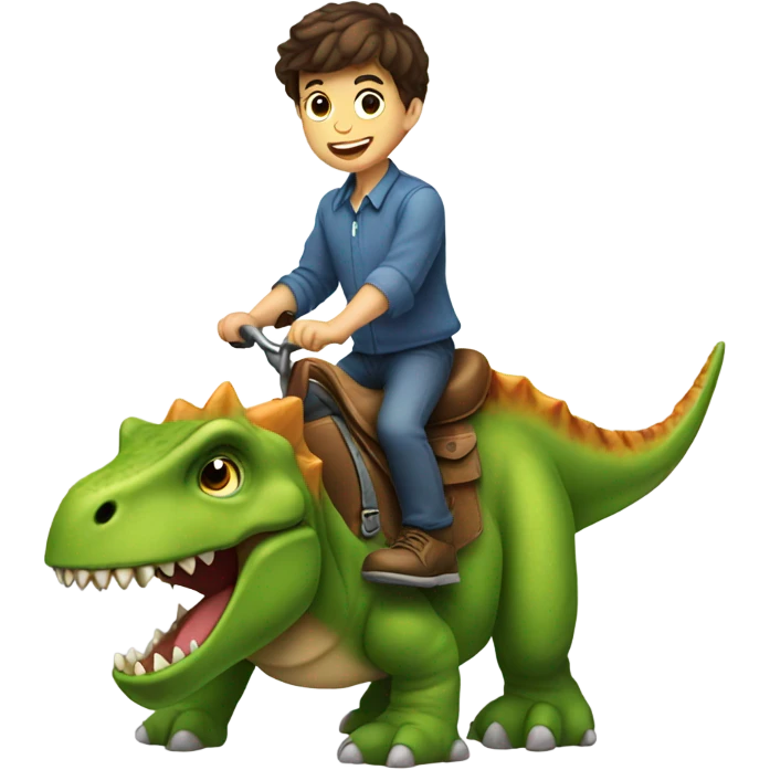 Brunette boy on a dinosaur  emoji