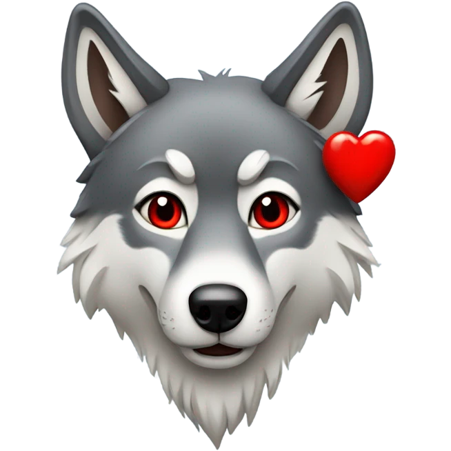 Wolf with red heart eyes emoji