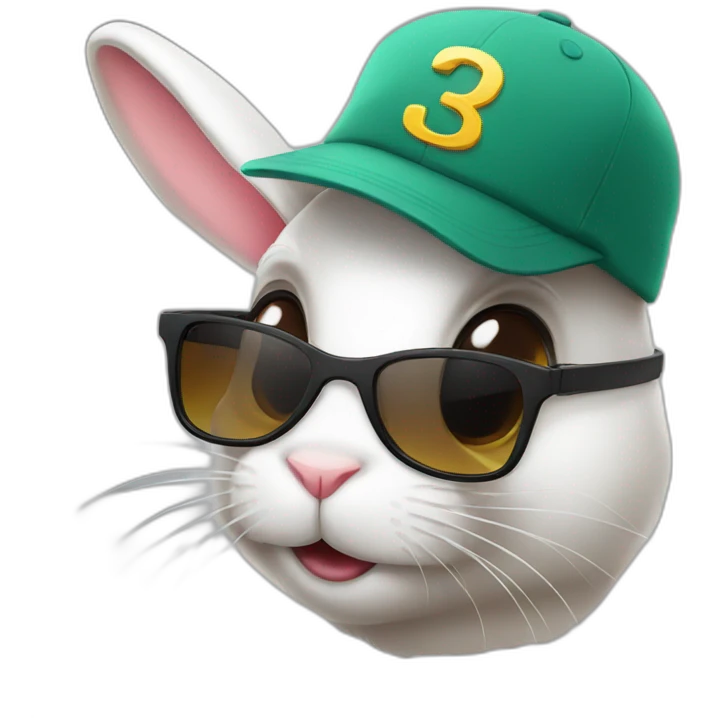 Rabbit with cap and sunglasses emoji