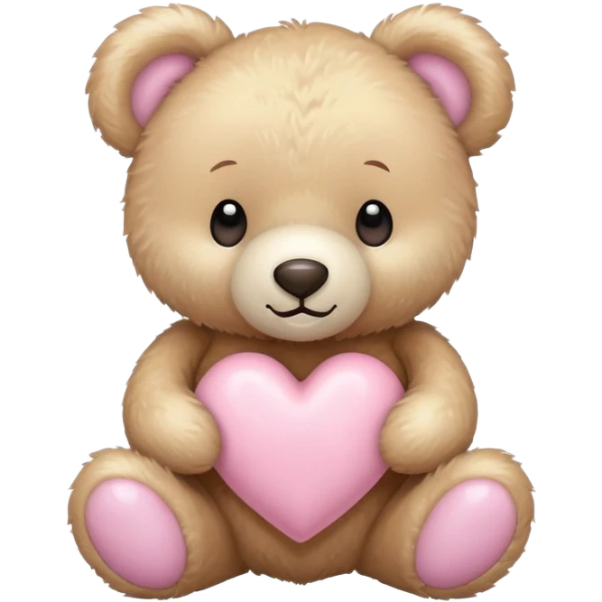 beige teddy bear and a pink pastel heart emoji