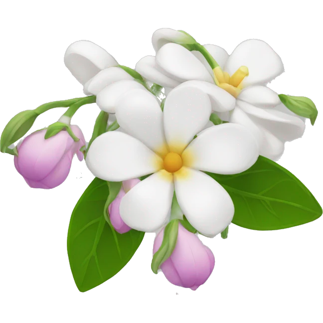 3 jasmins flowers with leafs emoji