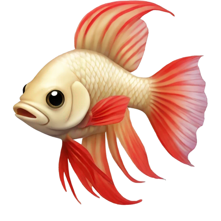 Beige betta fish with red short fins  emoji