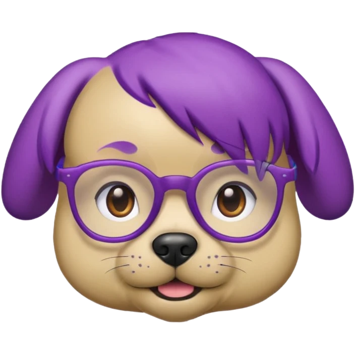 purple haired dog wearing glassess emoji
