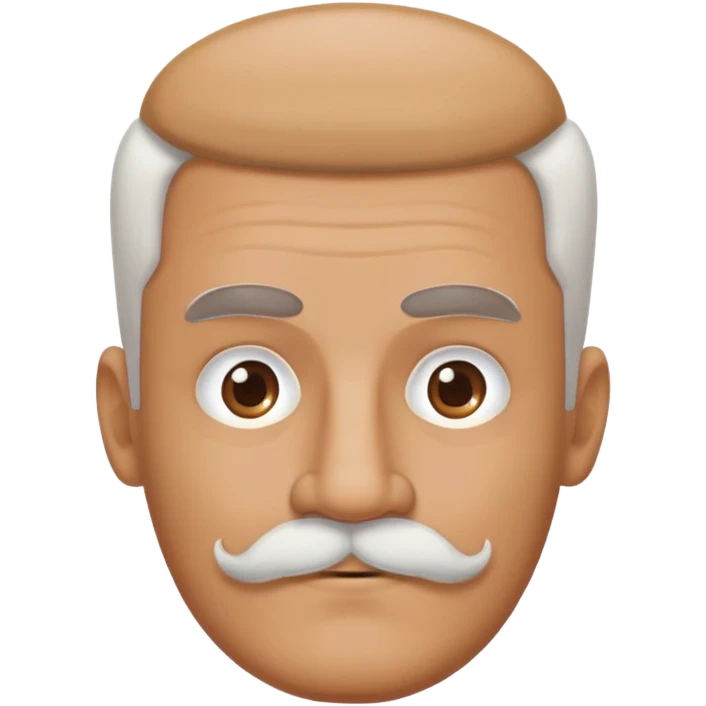 man with oval-shaped flat-top head and bushy white mustache emoji
