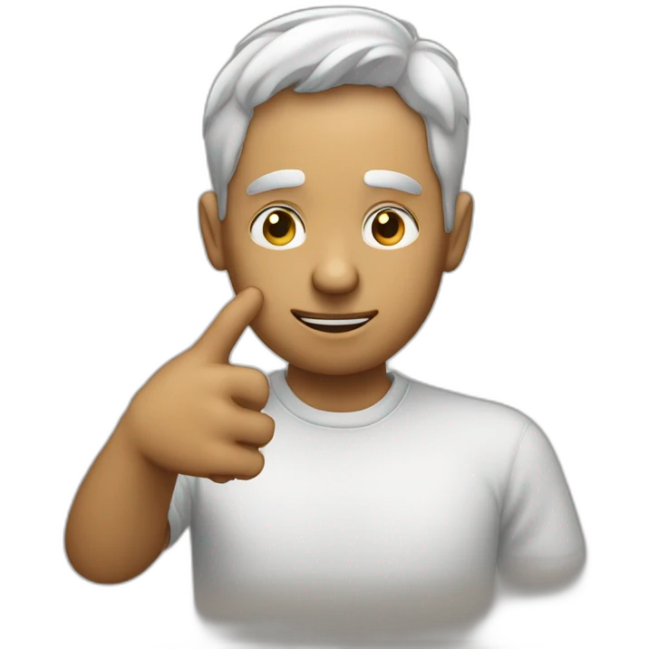 Man pointing to his head with his index finger while closing his eyes emoji