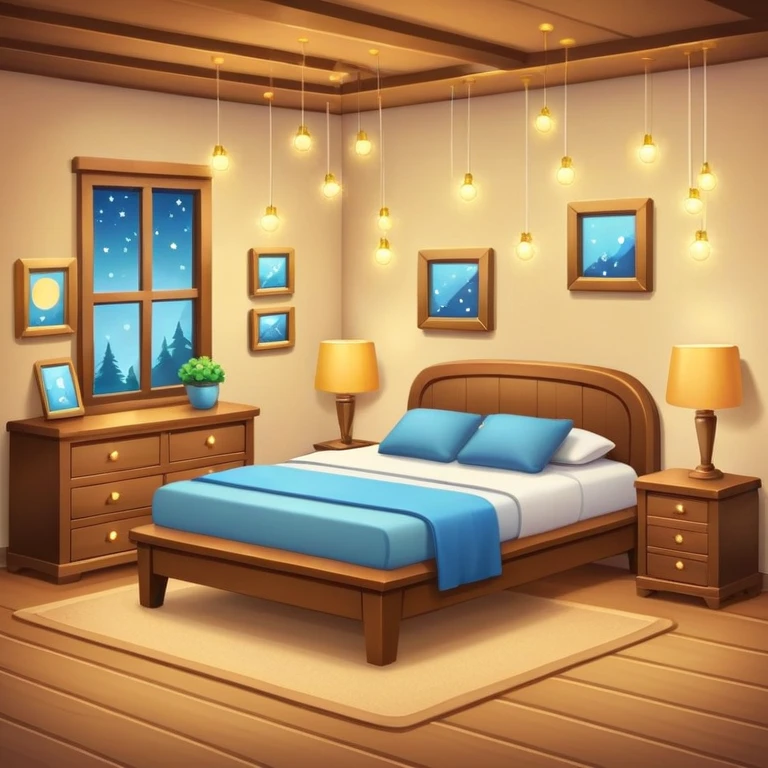 cozy room with furniture and sparkles floating above the furniture emoji