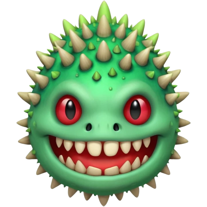 poisonous mushroom monster portrait, head and shoulders only, toxic green glow, scary grin, spiky mushroom head, 3D cartoon, mobile game icon style, clean background, no text, no watermark

 emoji