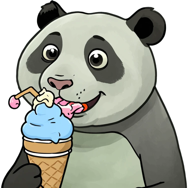Panda eating ice cream emoji