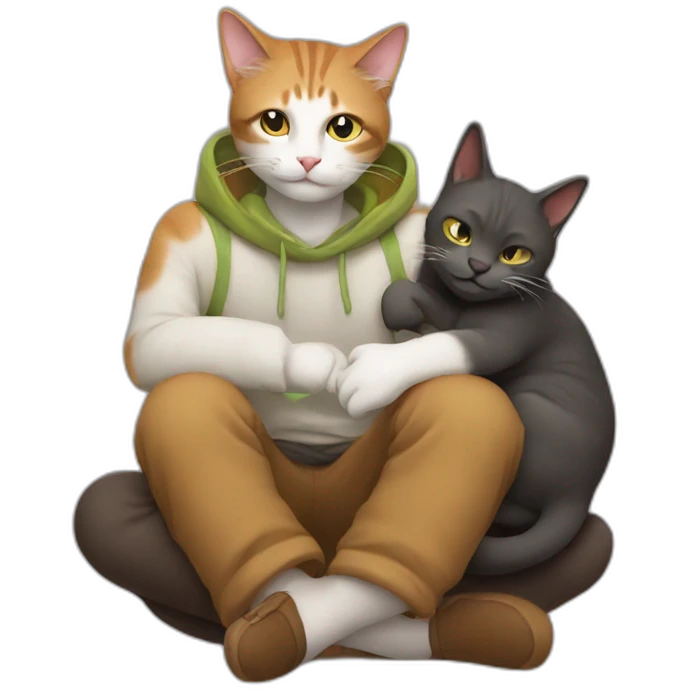 cat sitting in yodas lap emoji