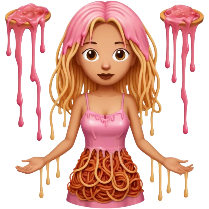  SPAM meat melted pink dripping sauce spaghetti dress monalisa portrait emoji