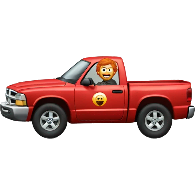 Red headed man driving a dodge Dakota  emoji