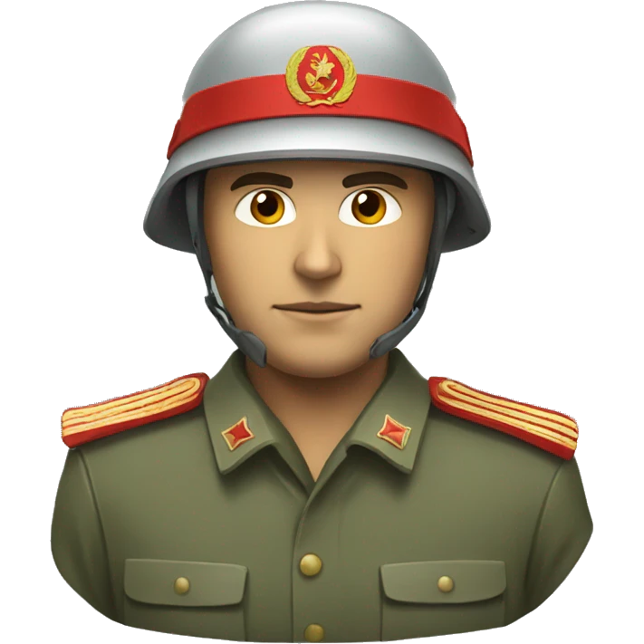 ussr soldier serious with military helmet emoji