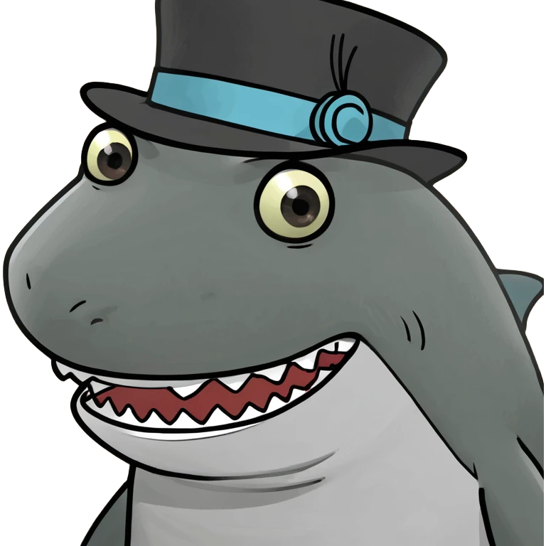 Shark with a top hat emoji