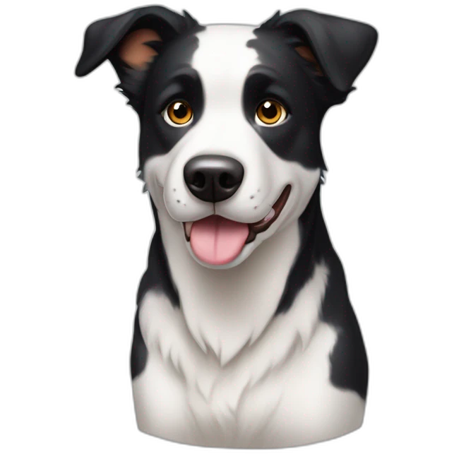 short-hair, black-and-white, border-collie-american-bulldog, white-fur-around-left-eye emoji
