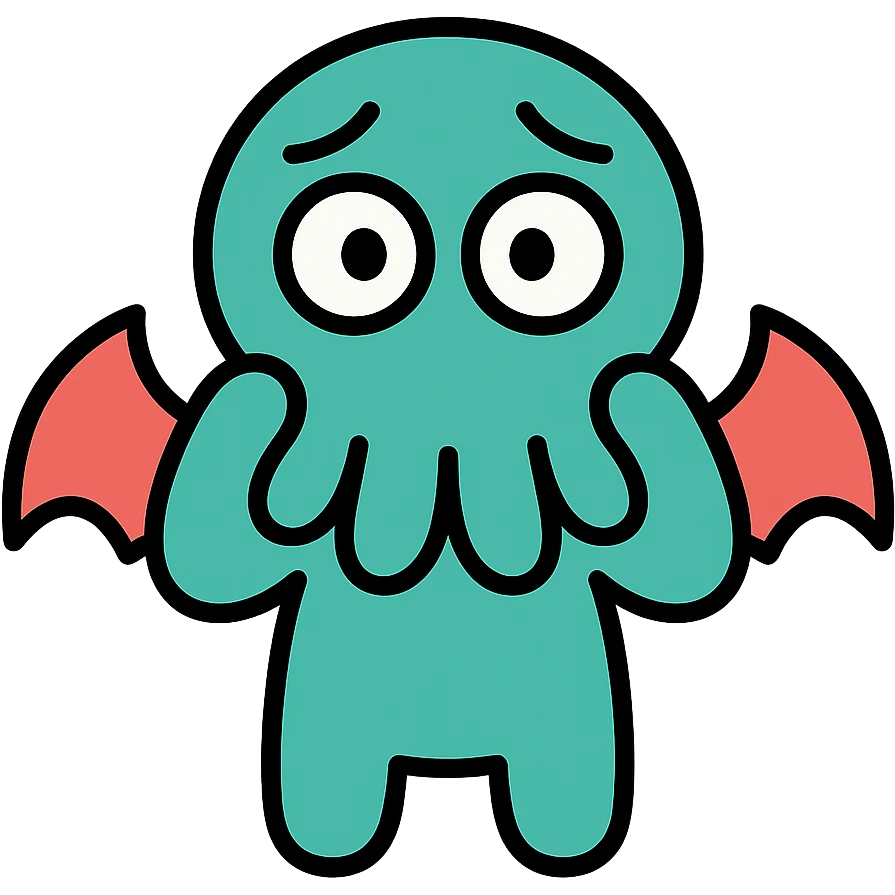 A color icon of Cthulhu looking scared emoji