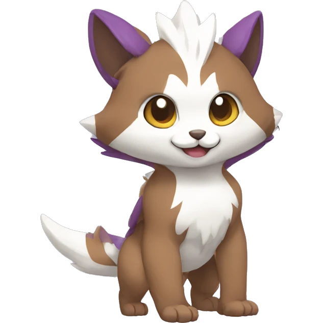 Cute cool brown white purple animal hybrid Fakemon full body emoji